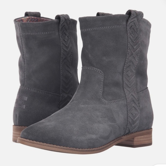 TOMS Laurel Gray Suede Ankle Boots - Picture 1 of 12